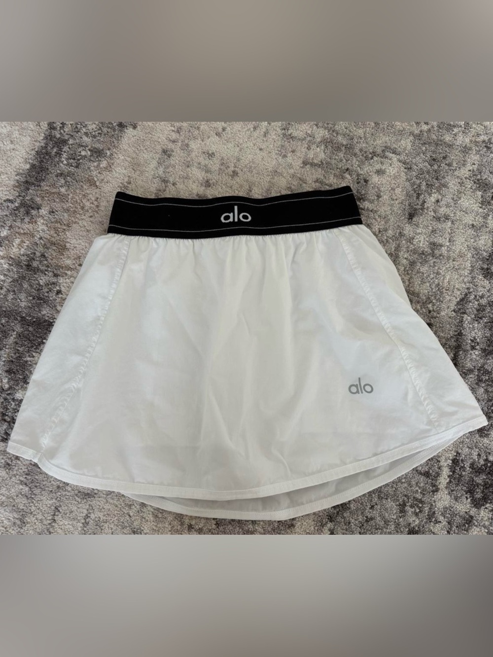 ALO Yoga White Skort with Black Branded Waistband